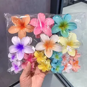 18Pcs Flower Hair Claw Clips Gradient Color Shark Clips Hair Accessories Set for Stylish Hairstyles in Vibrant Colors