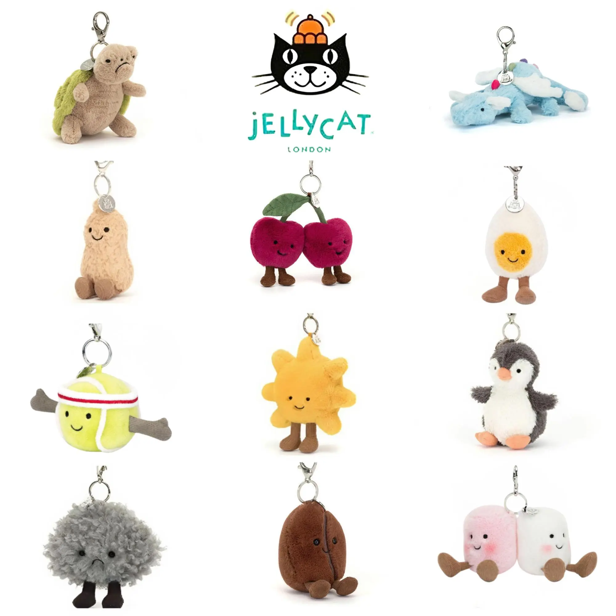 Jellycat Plush Bag Charm – Cute Mini Stuffed Animal Keyring, Soft Bag Charm, Birthday Gift for Kids & Collectors Bag Decor Bag Pendant Keychain