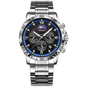 V-056 Men's Business Casual Fashion Watch - Stainless Steel Strap with Butterfly Clasp, Luminous Display, Chronograph, Calendar, 30M Waterproof for Sports & Casual Wear