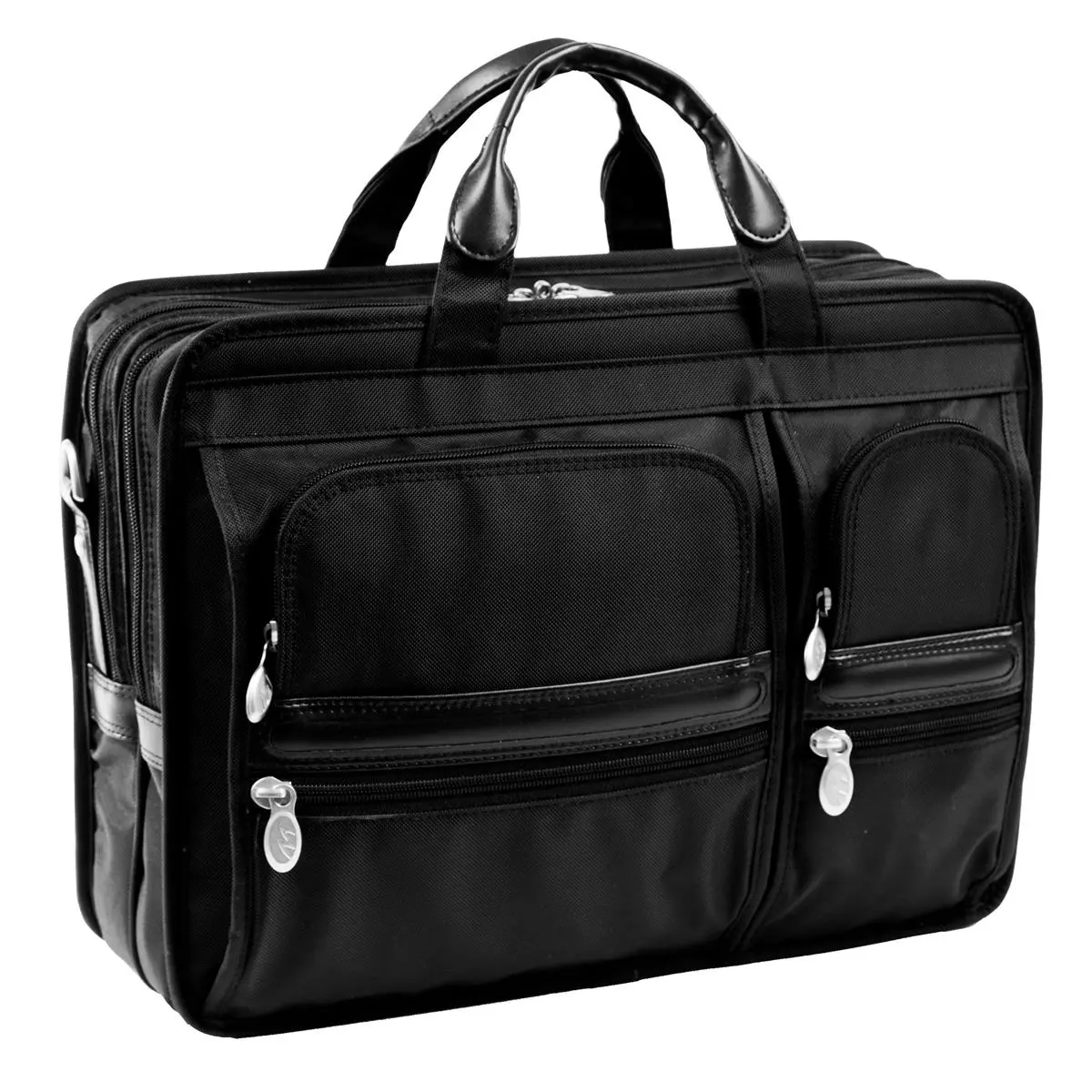 McKleinUSA Hubbard Nylon Fabric Men's Briefcase, 16.5x6.5x12.5" Multi-Pocket Bag with 17-in Padded Laptop Sleeve, Front Zippers and Smart Zip Attachment, Multi-Pockets, Business, Padded Sleeve, Business Look, Front Organizers, Office Use, Zipper