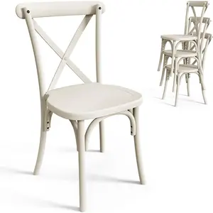 Outvita Outdoor Stackable Dining Chair, Plastic Stackable Outdoor Patio Chairs Kitchen & Dining Room Chairs Special Event Chair Wedding Chair with X Back for Indoor Outdoor Summervibes