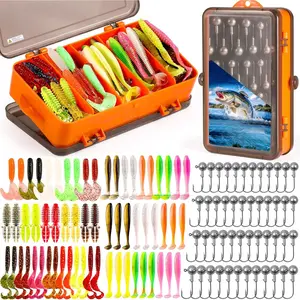 Fishing Lures, 108PCS Tackle Box with Tackle Included Paddle Tail Swimbaits, Soft Worm Lures, Crappie Jigs Heads, Fishing Gear Bait Lure Kit Gifts for Men Trout Bass Freshwater