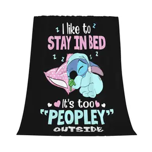 [SummerVibes] DISNEY CLASSIC Stitch Cartoon Throw Blanket Lightweight Cozy Couch Bed Super Soft and Warm Flannel Fleece Throws Blankets