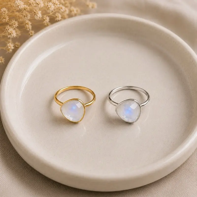 June Birthstone – Moonstone Adjustable Sterling Silver Ring
