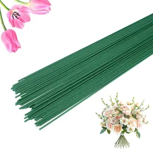 50 count Floral Wire Stems Flower Wire Stem Dark Green Floral Stem Wire for Crafts Making DIY Bouquet Flower Arrangements Wire Stem Supplies Florist Floral Wire Stem Flower Paper Wrapped Wire (Green)