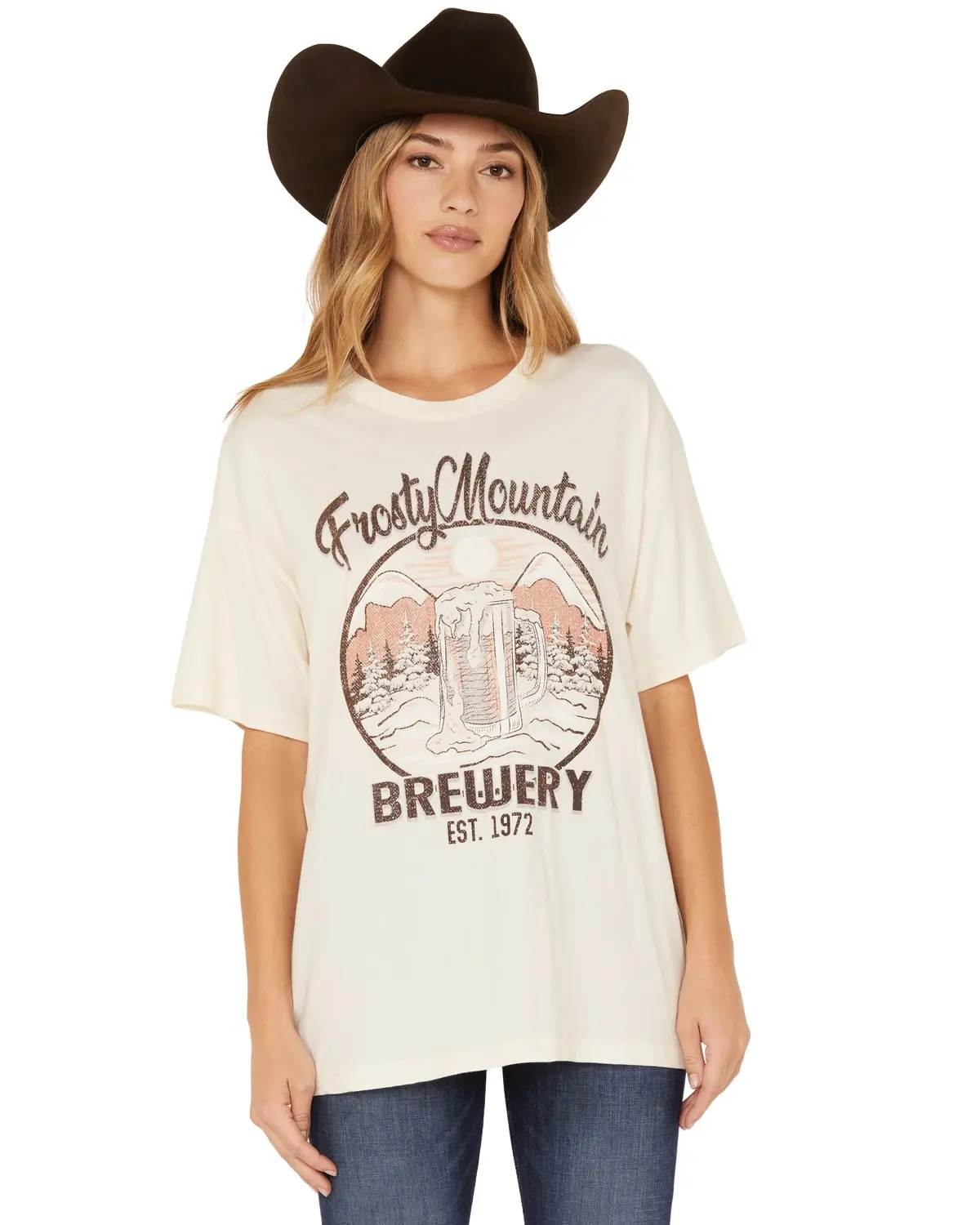 Cleo + Wolf Women's Women'S Frosty Mountain Oversized Short Sleeve - Clho22k98