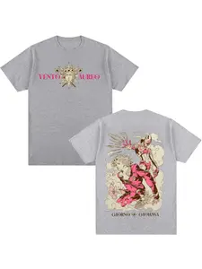 Anime Jojo Strange Adventure T-shirt Giorno Giovanna Manga Pattern T-shirt Men's Cotton Casual Extra Large T-shirt Menswear