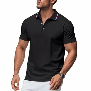 Men's Short Sleeve Front-Placket Polo Shirts, Breathable Moisture-Wicking Well-Fitted Performance Golf Tops, Business Casual Collared Shirts with Contrast Edge, Breathable Polo Shirts fathersdaygift