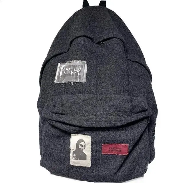 Men's Korean-Style High-Capacity Patchwork Backpack - Durable PP Material, Vintage Y2K Streetwear Design, Suitable for Travel & Everyday Use