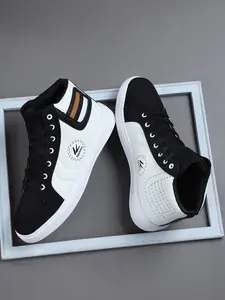 Men's High-Top Casual Sneakers, Workout Sneakers, Lightweight Comfortable Running Training Shoes, Patchwork Fashion All Season Wear, Breathable Design