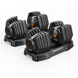 FED Fitness Feierdun DB1 Quick Adjustable Dumbbell, A Pair 2-in-1 Set, Combines Dumbbell and Kettlebell Functions in One Design, 52.5 lbs Adjustable Home Gym Dumbbell with Dual Dial System & Alloy Steel Build