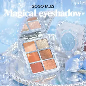 Six-Color Matte & Shimmer Cosmetic Eyeshadow Palette, Earthy Tones, Daily Use, Dreamy Crystal Drills, Highlighting, Makeup