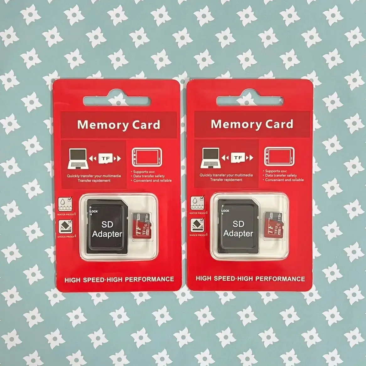 2 x 1TB Micro TF memory card with SD adapter, +card reader, suitable for TF SD cards in cameras, gaming consoles, and portable electronic products, suitable for daily storage use by consumers