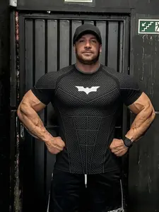 Men's Fitness Top, Casual Running Quick-Dry Breathable Tight Fit Short Sleeve T-Shirt, Gym Training, Night Run, Daily Wear, Comfortable