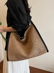 Ladies' Shoulder Bag, Stylish Crossbody, Fashionable Casual Woven Straw Boho Bag, Simple Retro Style, Versatile Daily Commuting Travel Beach Bag