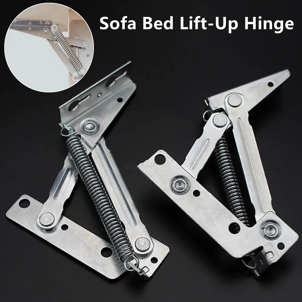 2PCS 80 Degree Spring Hinges, Cabinet Door Foldable Lifting Brackets for Sofa Sprung Hinge Lifters, Furniture Storage Support