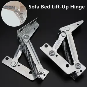 2PCS 80 Degree Spring Hinges, Cabinet Door Foldable Lifting Brackets for Sofa Sprung Hinge Lifters, Furniture Storage Support