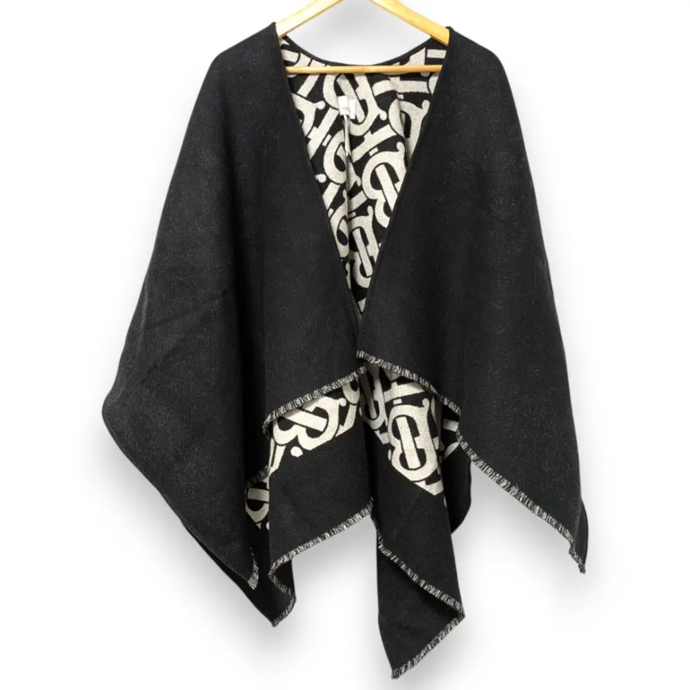 Pre-owned BURBERRY Wool Small Leather Goods TB Logo Cape