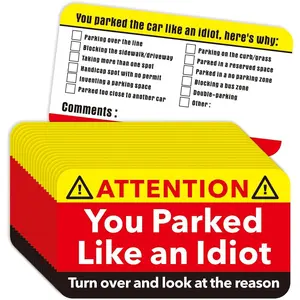 160psc You Parked Like an Idiot Business Cards Bad Parking Cards 3.5"x2" Multi Reasons Violation Stocking Stuffers for Adults
