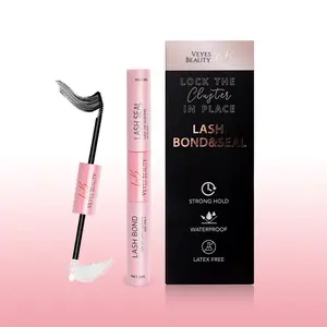 VEYESBEAUTY Lash Bond & Seal - Black 10ml Waterproof 2 in 1 Cluster Lash Glue for Eyelash Extensions Long Lasting Strong Hold for Self-Application Makeup Cosmetic