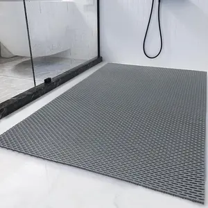 58" x 32" Extra Large Non Slip Quick Drying PVC Shower Mat for Shower Stall Tub, Bathroom Bath Mat Accessories, Gray