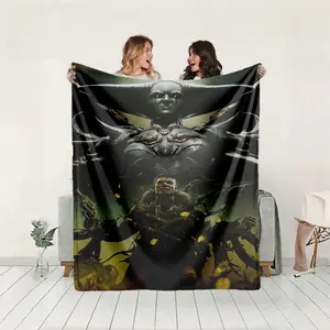 1 piece Resident Evil: Zombie Siege Contest themed flannel blanket - Modern design flannel sofa blanket, suitable for beds and sofas, all-season multi-purpose use, super soft and warm, digitally printed pattern, 100% polyester material, machine