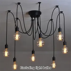 Retro Pendant Light Fixture, 8/6/5/3 Head DIY Multiple Lamp Base, E27 Industrial Style Ceiling Lighting for Cafe Bar Decor, Home Ceiling Lighting