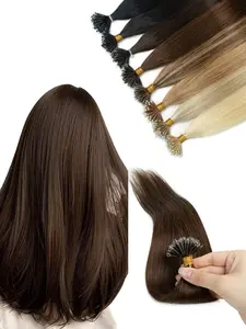 Nano Bead Hair Extensions Human Hair Long Straight Nano Ring Hair Extensions Invisible Micro Ring Extensions Add Volume 50S/30G