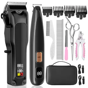 KALHELA Dog Clippers for Grooming for Heavy Thick Hair&Coats,Low Noise Hair Trimmer,Rechargeable Cordless Pet Shaver, Dog Grooming Kit with Paw Trimmer Nail Grinder for Small Large Dogs