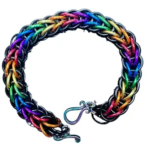 Full Persian Rainbow/Black Aluminum Chainmaille Bracelet