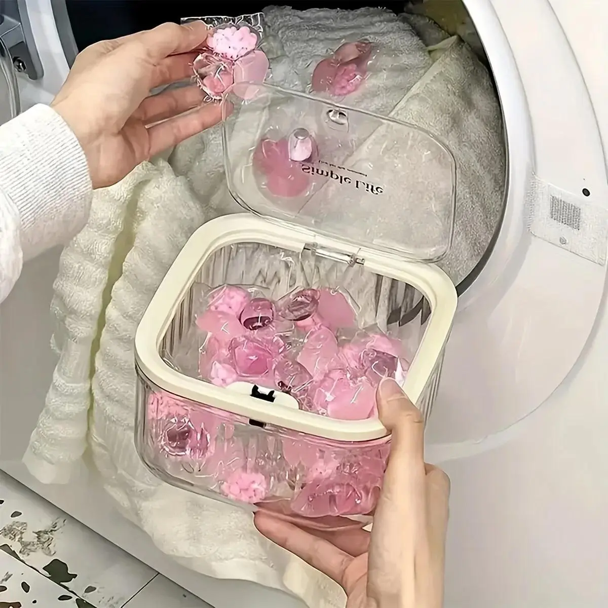 Multi-functional Large-capacity Press-type Laundry Pod Storage Jar Bathroom Accessory Organizer – Space-saving for Laundry Pods
