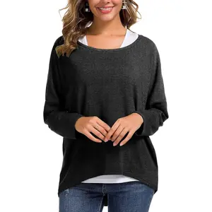 Women's Oversized Baggy Tops Loose Fitting Pullover Casual Blouse Sweater Batwing Sleeve