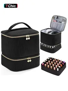 Nail Polish Organiser, Double Quilted Nail Polish Storage Bag, Gel Nail Polish Carrying Case, Holds 30 Bottles of Nail Polish and Nail Polish Lamp, Portable Nail Polish Nail Kit Supplies Organiser, Makeup Storage Bag, Makeup Organizer, Cosmetics Organizer