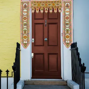 Elegant Cotton Door Toran Set | Handmade Ganesh Shubh Labh Decor for Diwali, Puja & Festivals | Traditional Home & Temple Wall Hanging