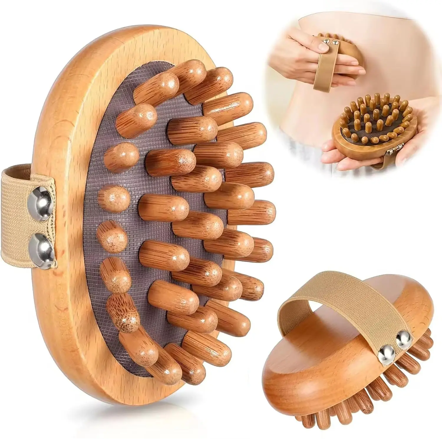 2PCS Meridian Massage Brush,Gua Sha Tool,Body Massage Brush,Wood Therapy Massage Tools, Meridian Brush for Belly,Body Sculpting Tools,Guasha Brush, Wooden Massage Tools