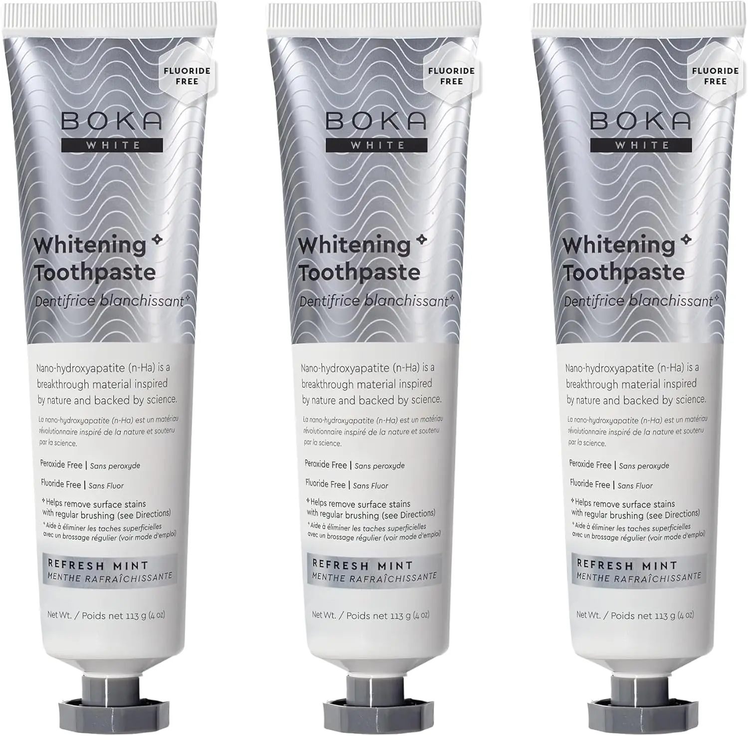 Boka Toothpaste - Fluoride Free Toothpaste, Nano Hydroxyapatite Toothpaste | Appropriate for Sensitive Teeth - Adult Oral Care - Whitening - 4 Oz, 3PK