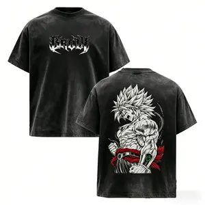 Broly The Legendary Vintage Washed Oversized Graphic Tee, DBZ Double Printed T-Shirt, Heavyweight Cotton Unisex Streetwear Top, Gym Pump Cover, Gift for Anime Fans wind breaker world tshirts book merch,funny graphic tee, men’s trendy t-shirts, deals,