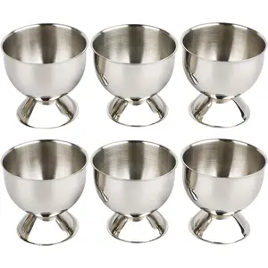 Egg Cup Holder Set for Soft Boiled Eggs Includes 6 Stainless Steel Egg Tray Kitchen Tool
