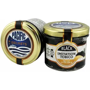 Secrets Black Vegan Tobico Caviar| Seaweed Tobiko| NoFish| Kosher| 3.5 oz Jar