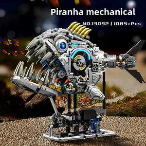 Mechanical Piranha Shark Whale Building Block Set DIY Ocean Animal Model Toy STEM Puzzle Kids Birthday Gift Boys Birthday Gift Boyfriend Birthday Gift Dad Gift Building Bricks Creative Assembly Toy Gear Mechanism Collectible Desk Decor for Teens Adults