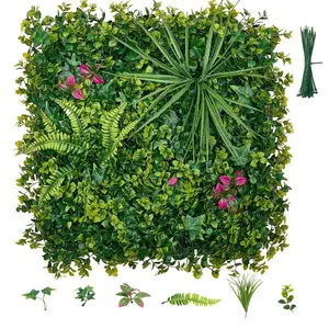 summervibes 12PCS 20x20 in Sun-Protected Decorative Artificial Boxwood Panels, Privacy Fence Greenery Backdrop Fake Grass Wall, Plant Wall for Indoor Outdoor Garden, Artificial Flowers for Outside