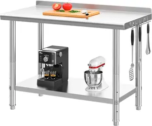 YITAMOTOR 48" x 24" Stainless Steel Table for Prep & Work with Backsplash, NSF Commercial Heavy Duty Table with Undershelf for Home Kitchen Restaurant Garage Warehouse Modern Minimal Storage