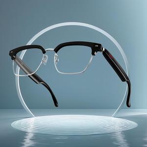 senbono unisex smart glasses, transparent lens glasses, fashion smart glasses for office, outdoor, wireless headphone with music playback & hands-free calling, cyber