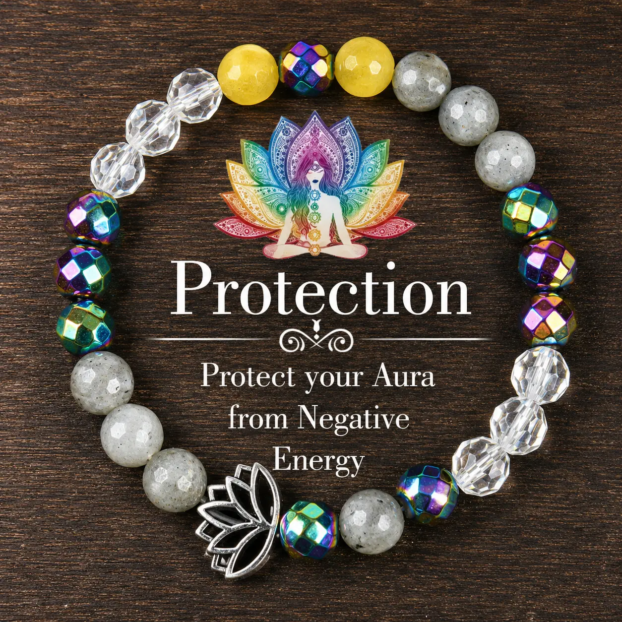 Women's Beaded Charm Bracelet - Natural Stone & Crystal Beads, Lotus Charm, 15-20cm Stretch Elastic Band, Adults' Serenity Arm Candy Accessories for Yoga & Meditation Daily Wear, Jewelry For Women, Bracelets, Meditation Focus, Artificial Crystal, Crystal