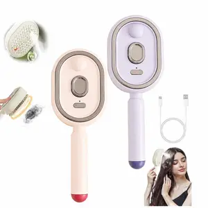 2026 New 3 in1 Cordless Self-Clean Steam Hair Comb,Rechargeable Warm Mist Moisturizing Detangler Brush,Compact Travel-Friendly,Gentle Scalp Massage Cushion Brush for All Hair Types,DIY Home Salon Hair Care Beauty Gadget for Ladies Tool