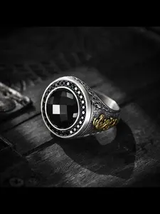 New Obsidian Pi Xiu Ring High-End Cool Vintage Open Design, Ethnic Pattern Copper Finger Ring, All Seasons Jewelry