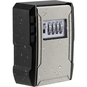 UPGRADE Extra Large Capacity Key Lock Box Weatherproof Wall Mount Key Safe Security Storage for Car Fob House Keys Indoor Outdoor Garage Garden Store 1 Grey