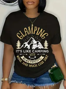 100% Cotton Glamping Definition Glamper Women Men Wine Funny Camping T-Shirt