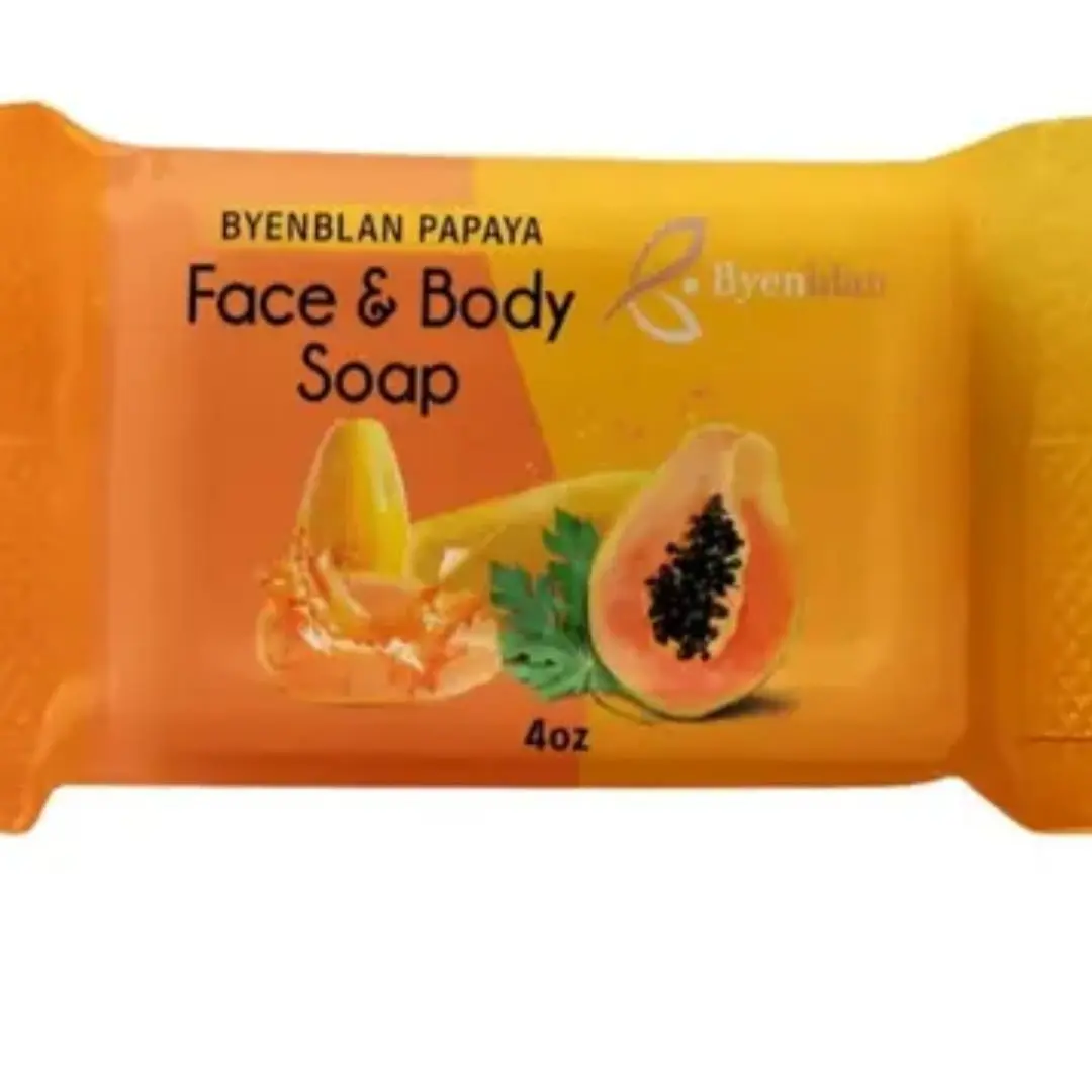 Byenblan Papaya Face & Body Soap 4oz - Natural Papaya Extract for Gentle Cleansing and Hydration