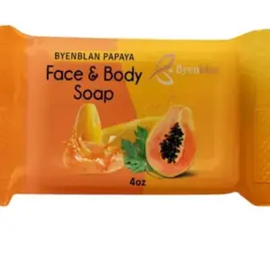 Byenblan Papaya Face & Body Soap 4oz - Natural Papaya Extract for Gentle Cleansing and Hydration